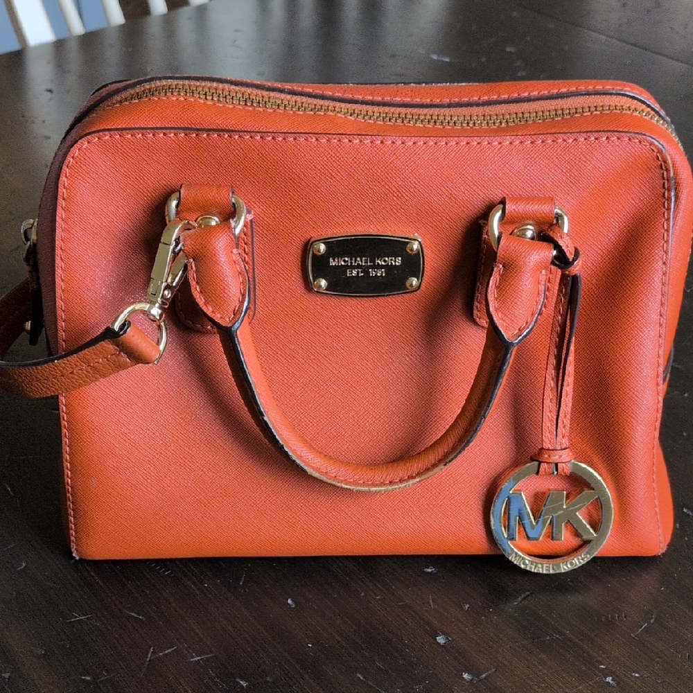 Michael Kors Saffiano Small Satchel Orange